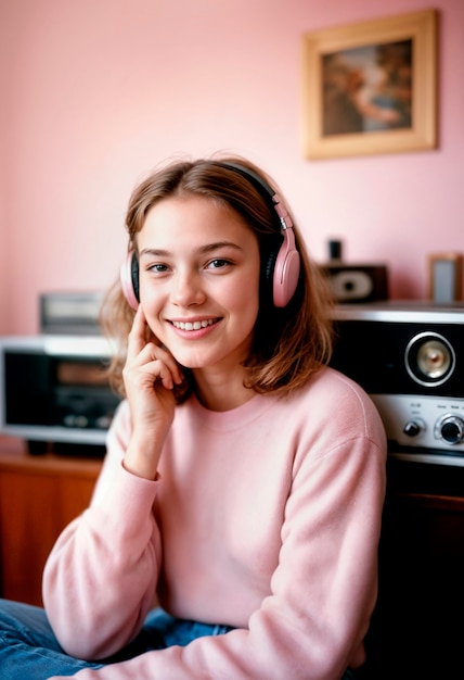 Photorealistic portrait of person listening to the radio in celebration of world radio day