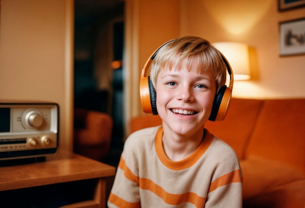 Free photo photorealistic portrait of person listening to the radio in celebration of world radio day