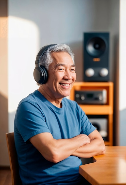 Photorealistic portrait of person listening to the radio in celebration of world radio day