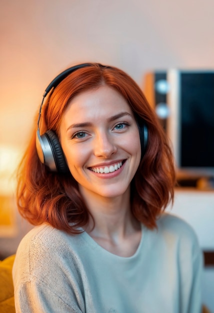 Photorealistic portrait of person listening to the radio in celebration of world radio day