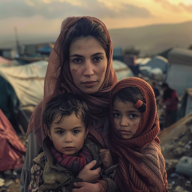 Free photo photorealistic refugee camp