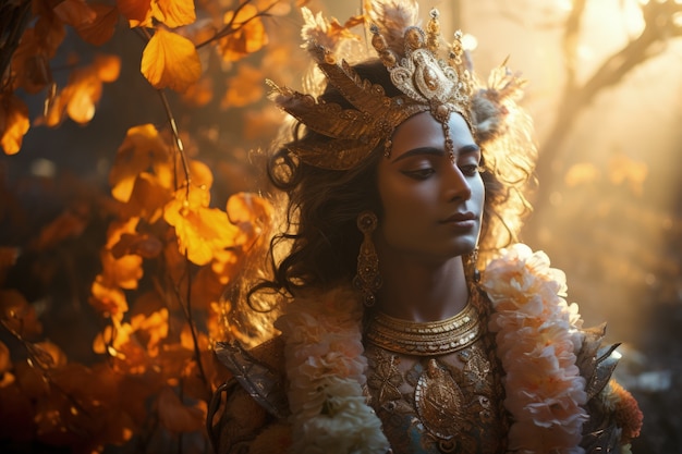 Foto gratuita rappresentazione fotorealista della divinità krishna