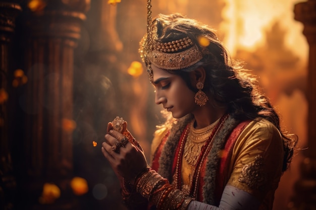 Foto gratuita rappresentazione fotorealista della divinità krishna