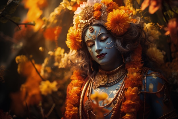 Foto gratuita rappresentazione fotorealista della divinità krishna