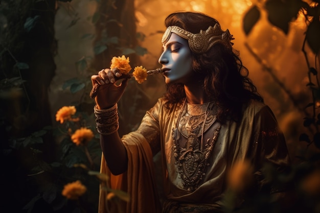 Foto gratuita rappresentazione fotorealista della divinità krishna