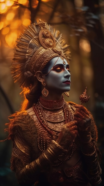 Foto gratuita rappresentazione fotorealista della divinità krishna