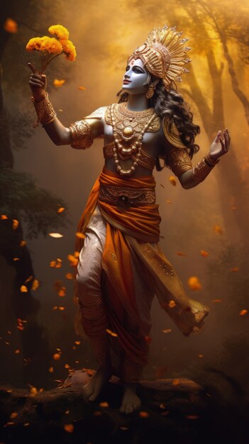 Photorealistic representation of deity krishna