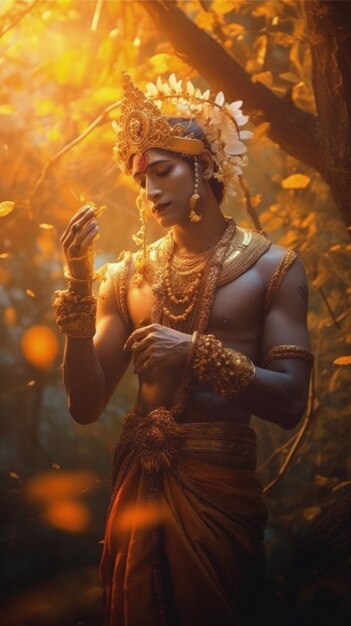 Foto gratuita rappresentazione fotorealista della divinità krishna