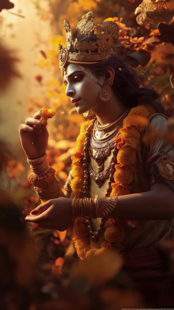 Foto gratuita rappresentazione fotorealista della divinità krishna