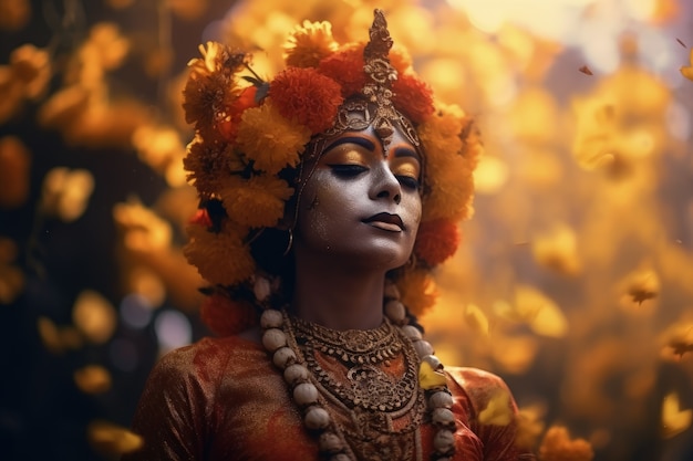 Foto gratuita rappresentazione fotorealista della divinità krishna