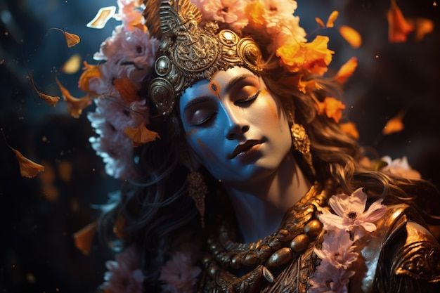 Foto gratuita rappresentazione fotorealista della divinità krishna