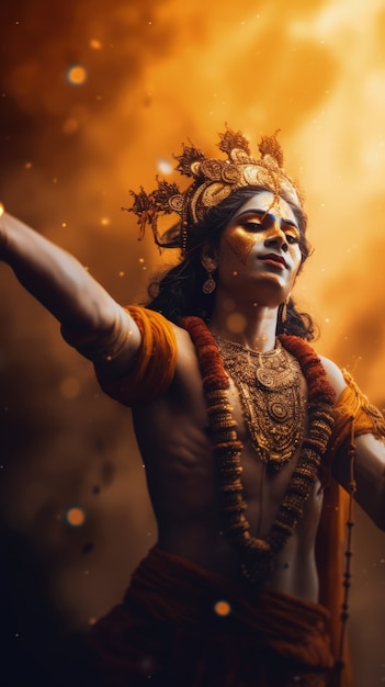 Foto gratuita rappresentazione fotorealista della divinità krishna