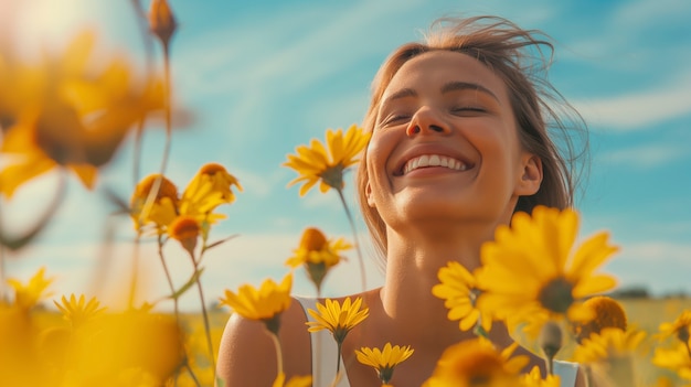 Foto gratuita scena fotorealista di una donna felice