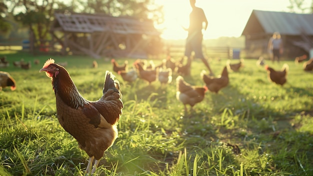 무료 사진 photorealistic scene of a poultry farm with chickens