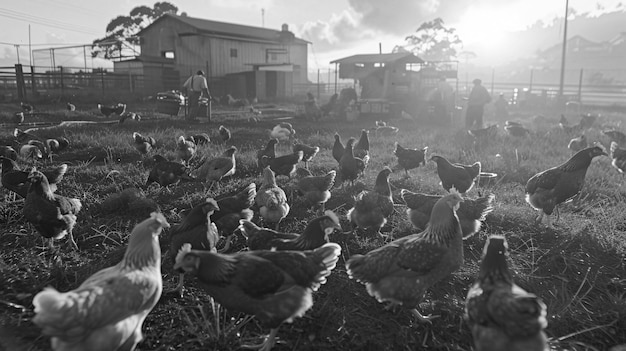 Бесплатное фото photorealistic scene of a poultry farm with chickens