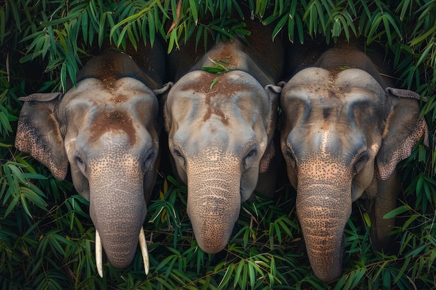 Бесплатное фото Фотореалистичная сцена диких слонов