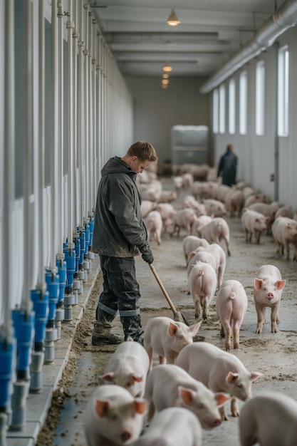 Free photo photorealistic scene of a pig farm with animals