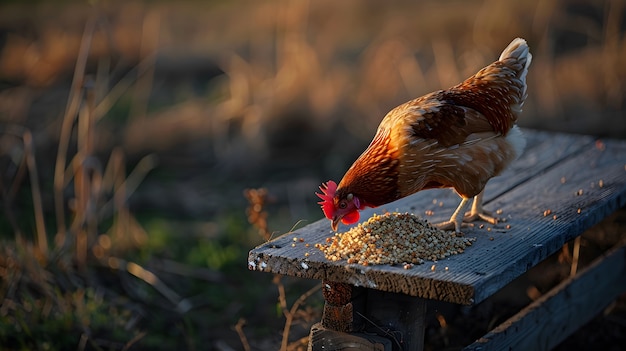 Photorealistic scene of a poultry farm with chickens