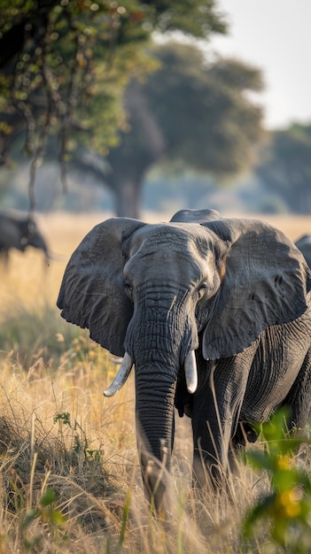 Photorealistic scene of wild elephant