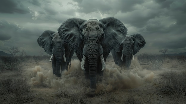 Free photo photorealistic scene of wild elephants