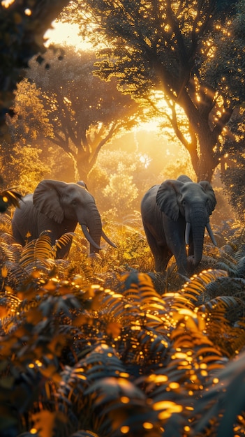 Free photo photorealistic scene of wild elephants