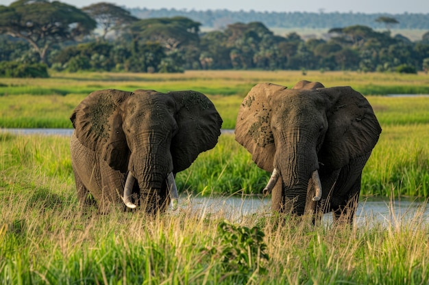 Free photo photorealistic scene of wild elephants