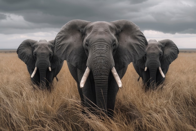 Free photo photorealistic scene of wild elephants