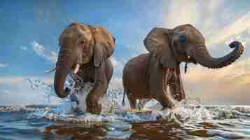 Free photo photorealistic scene of wild elephants