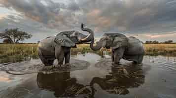 Free photo photorealistic scene of wild elephants