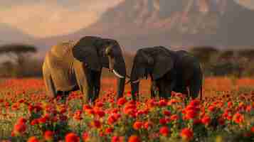 Free photo photorealistic scene of wild elephants