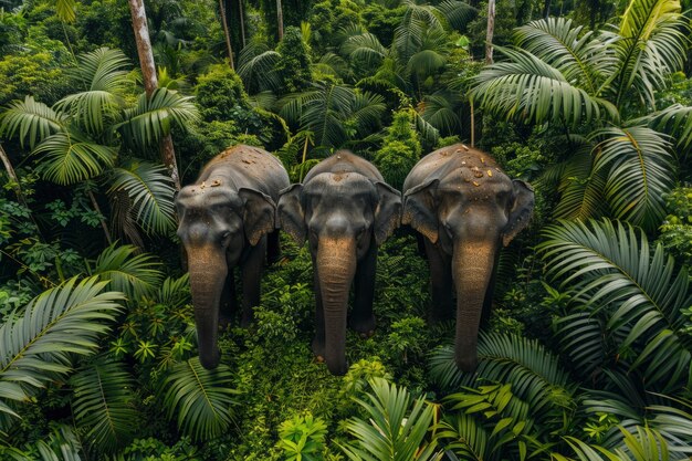 Photorealistic scene of wild elephants