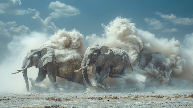 Free photo photorealistic scene of wild elephants