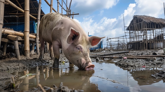 무료 사진 photorealistic scene with pigs raised in a farm environment