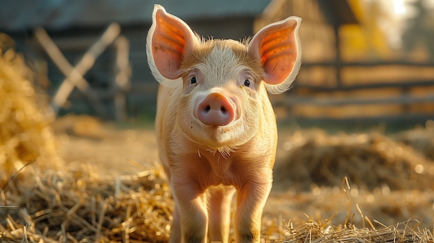 Бесплатное фото Фотореалистичная сцена с свиньями, выращенными на ферме