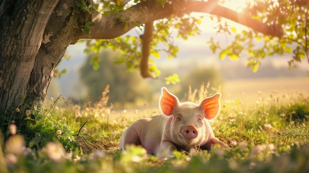 無料写真 農場の環境で育てられた豚のフォトリアリズムシーン