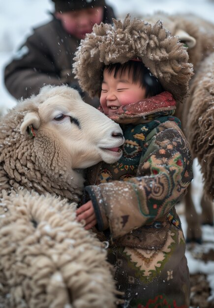 Photorealistic sheep farm