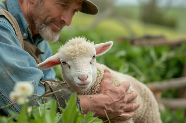 無料写真 フォトレアリスト的な羊の農場