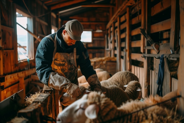 Foto gratuita fattoria di pecore fotorealista