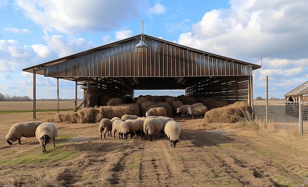 Free photo photorealistic sheep farm