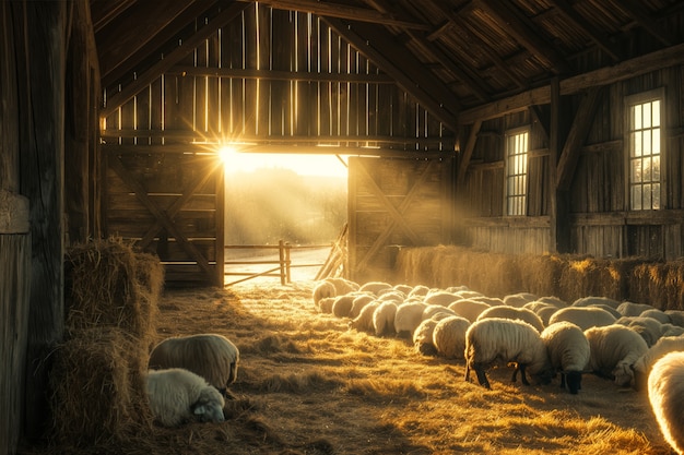 Бесплатное фото Фотореалистичная овцеводческая ферма