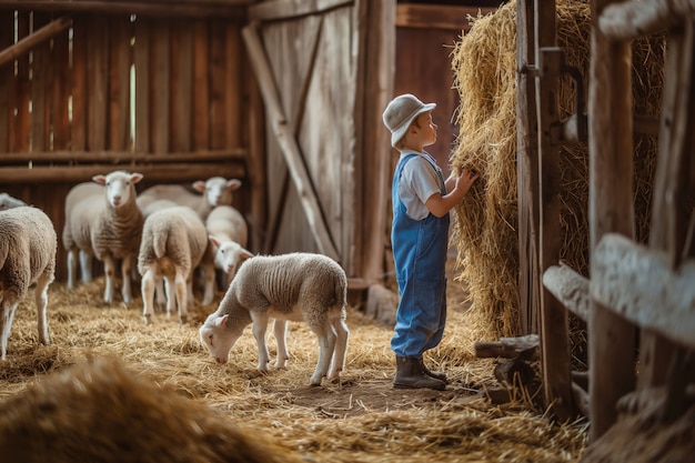 無料写真 photorealistic sheep farm