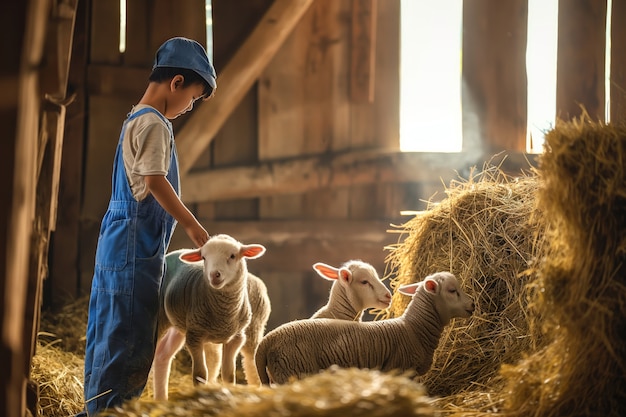 무료 사진 photorealistic sheep farm