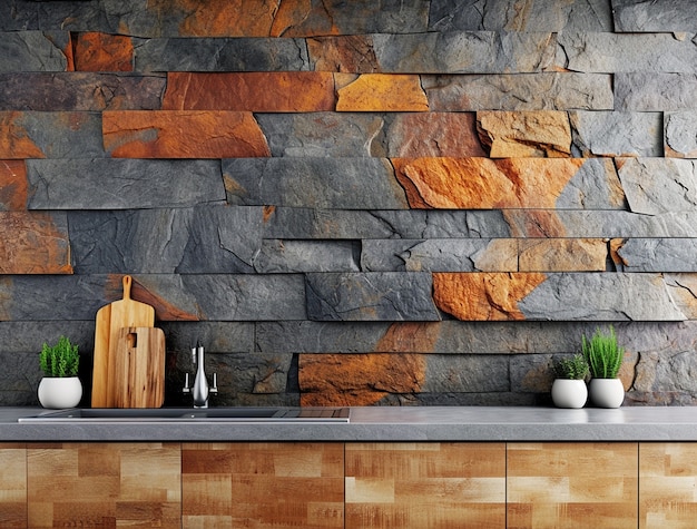 Foto gratuita superficie di parete in pietra fotorealista utilizzata nell'interior design