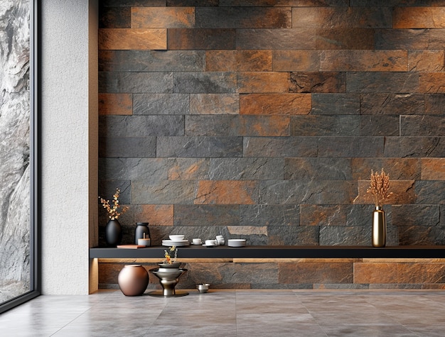 Free photo photorealistic stone wall surface used in interior design