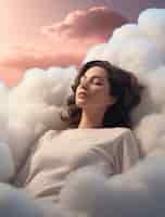 Бесплатное фото Фотореалистичный стиль облаков и женщины