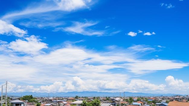 Photorealistic style clouds and city