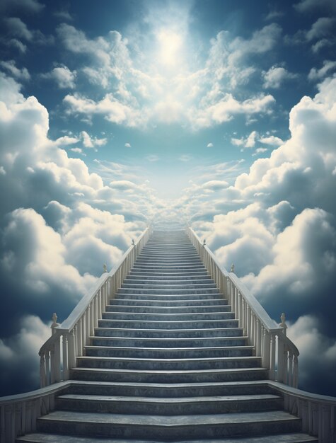 Облака и лестницы в фотореалистическом стиле