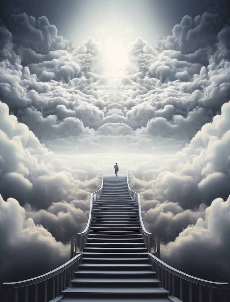 Free Photo photorealistic style clouds and stairs