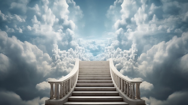 Photorealistic style clouds and stairs