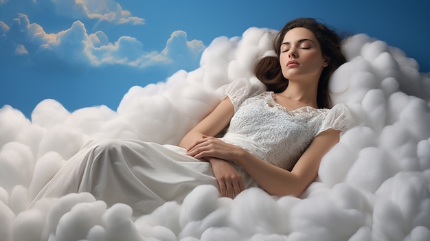 Photorealistic style clouds and woman